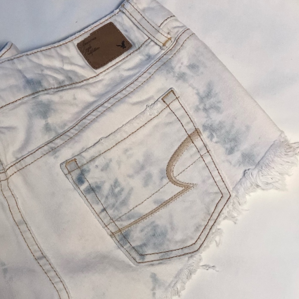 5 for $25 - AE White Tie-Dye Denim Shorts - Picture 1 of 5